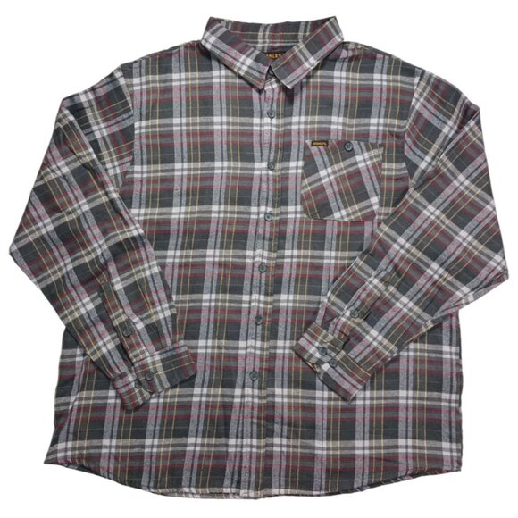 STANLEY Flannel Work Shirt Mens 2XL Gray Red Gold Plaid Button Up Soft - Picture 1 of 9